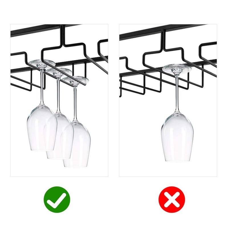 MOCOUM Wine Glasses Rack Under Cabinet Stemware Rack, Glass Hanger Rack Wire Glass Holder Storage Hanger for Cabinet Kitchen Bar (Black, 5 Rows 1 Pack) - Image 5
